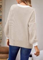 ETCYY Womens Oversized Sweaters Fall 2024 Fashion Clothes Trendy Batwing Sleeve Colorblock Striped Knit Pullover Sweater Tops - Image 5