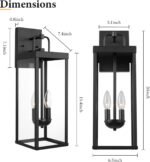 Outdoor Wall Sconce Light, 20 Inch Tall Transitional Exterior Wall Bracket Lighting with Clear Glass, Anti-Rust Powder Coat Black Modern Outside Wall Lantern for Front Porch Corridor Doorway Patio - Image 4