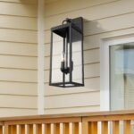 Outdoor Wall Sconce Light, 20 Inch Tall Transitional Exterior Wall Bracket Lighting with Clear Glass, Anti-Rust Powder Coat Black Modern Outside Wall Lantern for Front Porch Corridor Doorway Patio - Image 5