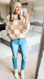 ZESICA Women's 2024 Fall Fashion Turtleneck Long Sleeve Striped Ribbed Knit Loose Pullover Sweater Tops - Image 9