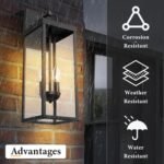 Outdoor Wall Sconce Light, 20 Inch Tall Transitional Exterior Wall Bracket Lighting with Clear Glass, Anti-Rust Powder Coat Black Modern Outside Wall Lantern for Front Porch Corridor Doorway Patio - Image 3