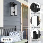 Outdoor Wall Sconce Light, 20 Inch Tall Transitional Exterior Wall Bracket Lighting with Clear Glass, Anti-Rust Powder Coat Black Modern Outside Wall Lantern for Front Porch Corridor Doorway Patio - Image 2