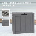 EAST OAK Outdoor Storage Box, 31 Gallon Deck Box Indoor and Outdoor Use, Waterproof Resin Storage Bin for Package Delivery, Patio Cushions, Gardening Tools, Lockable, UV Resistant, Grey - Image 5