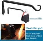 Worth Garden 6-Pack 7" Plant Hanger Bracket - Forged Wrought Iron Powder-Coated Heavy Duty Wall Hook - Black Plant Hanging Hooks - Durable and Stable for Bird Feeders, Planters Indoor & Outdoor - Image 3