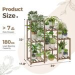 Bamworld Plant Stand Indoor Plant Shelf Outdoor Wood Plant Rack for Multiple Plants 3 Tiers Ladder Plant Holder for Living Room Patio Boho Home Decor for Gardening - Image 6