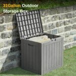 EAST OAK Outdoor Storage Box, 31 Gallon Deck Box Indoor and Outdoor Use, Waterproof Resin Storage Bin for Package Delivery, Patio Cushions, Gardening Tools, Lockable, UV Resistant, Grey - Image 3