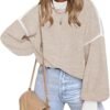 Fall Clothes for Women 2024 Trendy Fashion Oversized Sweaters Color Block Long Sleeve Knited Pullover Tops Winter Clothes