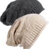 Senker Fashion 2 Pack Womens Slouchy Beanie Winter Knit Soft Hat for Women and Men