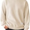 Men's Crewneck Sweatshirts Soild Color Geometric Texture Long Sleeve Casual Pullover Shirt