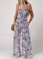 Happy Sailed Womens Overalls Casual Floral Print Sleeveless Jumpsuit High Waist Wide Leg Romper Jumpsuits with Pockets - Image 2