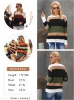 Dokotoo Fall Sweaters Round Neck Striped Cute Winter Pullover Sweaters for Women Trendy 2024 Drawstring - Image 4