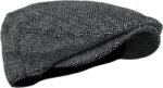 Wonderful Fashion Men's Classic Herringbone Tweed Wool Blend Newsboy Ivy Hat (Large/X-Large, Charcoal) - Image 4