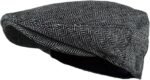 Wonderful Fashion Men's Classic Herringbone Tweed Wool Blend Newsboy Ivy Hat (Large/X-Large, Charcoal) - Image 2