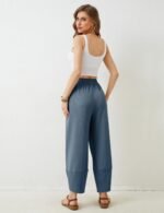 Xiaoxuemeng Womens Baggy Wide Leg Pants Casual Elastic Waisted Palazzo Harem Pants with Pockets - Image 8