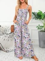 Happy Sailed Womens Overalls Casual Floral Print Sleeveless Jumpsuit High Waist Wide Leg Romper Jumpsuits with Pockets - Image 4