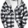 COOFANDY Men's Plaid Hoodie Flannel Shirt Jacket Long Sleeve Casual Fashion Button Shirts