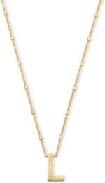 Kendra Scott Letters A-Z Pendant Necklace for Women, Fashion Jewelry, 14k Gold-Plated Brass