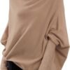 LILLUSORY Womens Batwing Oversized Sweaters Assymetrical Off The Shoulder Boat Neck Wrap Tunic Tops Fall Fashion Cloth Outfit