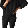 PRETTYGARDEN Women's Fall Fashion Outfits 2 Piece Sweatsuit Solid Color Long Sleeve Pullover Long Pants Lounge Set