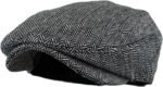 Wonderful Fashion Men's Classic Herringbone Tweed Wool Blend Newsboy Ivy Hat (Large/X-Large, Charcoal)