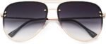 Premium Rimless Oversized Aviator Sunglasses for Women, Polarized PC Lens UV Protection Women’s Shade VF2203 - Image 7