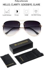 Premium Rimless Oversized Aviator Sunglasses for Women, Polarized PC Lens UV Protection Women’s Shade VF2203 - Image 5