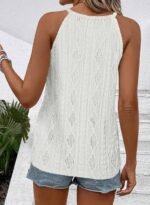 BLENCOT Tanks Tops for Women Trendy 2025 Spring Summer Casual Sleeveless Eyelet Basic Textured Halter Neck T Shirts - Image 2