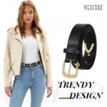 WERFORU Women Fashion Leather Belt Women Belts for Jeans Dress Women Punk Leather Belt Women Studded Belt - Image 2