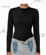 Sunzel Crewneck Long Sleeve Shirts for Women Double Lined Going Out Tops Cute Basics Tees Trendy Tight Sexy Yoga Gym Fall - Image 4