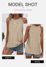 BLENCOT Tanks Tops for Women Trendy 2025 Spring Summer Casual Sleeveless Eyelet Basic Textured Halter Neck T Shirts - Image 3