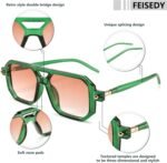 FEISEDY Vintage Square 70s Flat Aviator Sunglasses Women Men Classic Retro Stylish Frame UV400 Sunglasses B2622 - Image 5