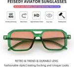 FEISEDY Vintage Square 70s Flat Aviator Sunglasses Women Men Classic Retro Stylish Frame UV400 Sunglasses B2622 - Image 6