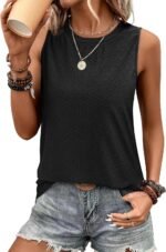 SAMPEEL Womens Tank Tops Eyelet Loose Casual Summer Tops Crew Neck Basic Sleeveless Shirts Trendy 2025 - Image 2