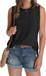 SAMPEEL Womens Tank Tops Eyelet Loose Casual Summer Tops Crew Neck Basic Sleeveless Shirts Trendy 2025 - Image 3