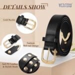 WERFORU Women Fashion Leather Belt Women Belts for Jeans Dress Women Punk Leather Belt Women Studded Belt - Image 5