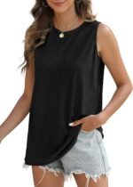 SAMPEEL Womens Tank Tops Eyelet Loose Casual Summer Tops Crew Neck Basic Sleeveless Shirts Trendy 2025 - Image 4