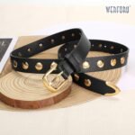 WERFORU Women Fashion Leather Belt Women Belts for Jeans Dress Women Punk Leather Belt Women Studded Belt - Image 4