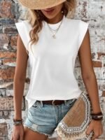 SweatyRocks Women's Casual Cap Sleeve Crewneck Plain T Shirt Basic Summer Pullover Tee Top - Image 6