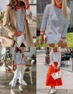 ZESICA Womens Spring Striped Sweaters Long Sleeve Crew Neck Shirts Color Block Lightweight Pullover Tops - Image 3