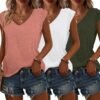 Bliwov 3 Pack Women's Cap Sleeve Tank Tops U Neck Spring Summer Tops Casual Loose Fit Basic Tee Shirts 2025 Fashion Clothes