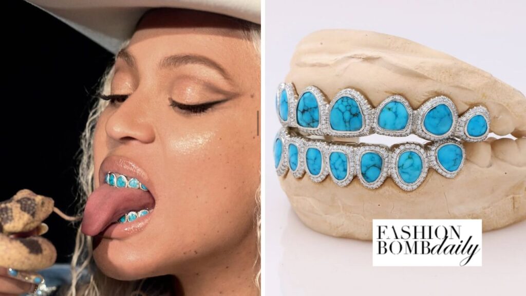 Bomb-Accessories-Beyonce-Debuted-a-Custom-Cowboy-Carter-8X8-Spiderweb-Turquoise-and-Diamond-Grill.jp