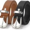 JASGOOD Womens Leather Belts for Jeans Pants 1.1" Width Vintage Ladies Belts for Dresses