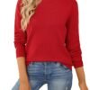 QUALFORT Women's Sweater 100% Cotton Soft Knit Pullover Sweaters