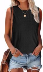 SAMPEEL Womens Tank Tops Eyelet Loose Casual Summer Tops Crew Neck Basic Sleeveless Shirts Trendy 2025