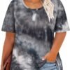 TIYOMI Plus Size Distressed Oversized T-Shirts Short Sleeve Tops for Women Crewneck Shirts XL-5XL