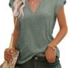 Womens Summer Tops Casual Country V Neck Tee Shirts Petal Sleeve Fashion Loose Blouse